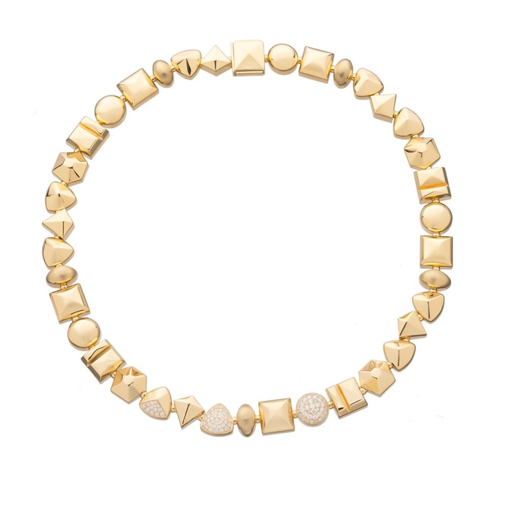 Peruffo 18k Yellow Gold Candy Full Moon Choker Necklace